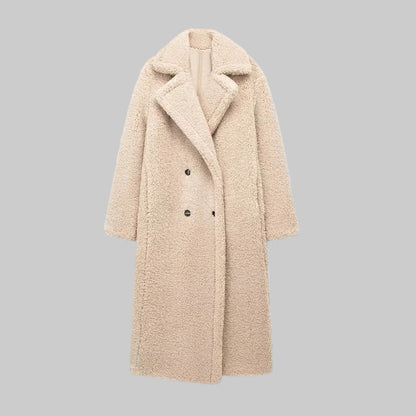 Magnificent Long Double Breasted Textured Coat For Women | Caldria