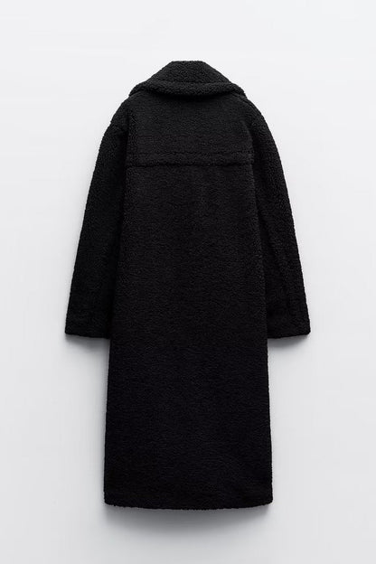 Magnificent Long Double Breasted Textured Coat For Women | Caldria