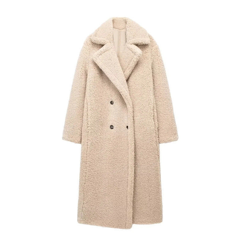 Magnificent Long Double Breasted Textured Coat For Women | Caldria