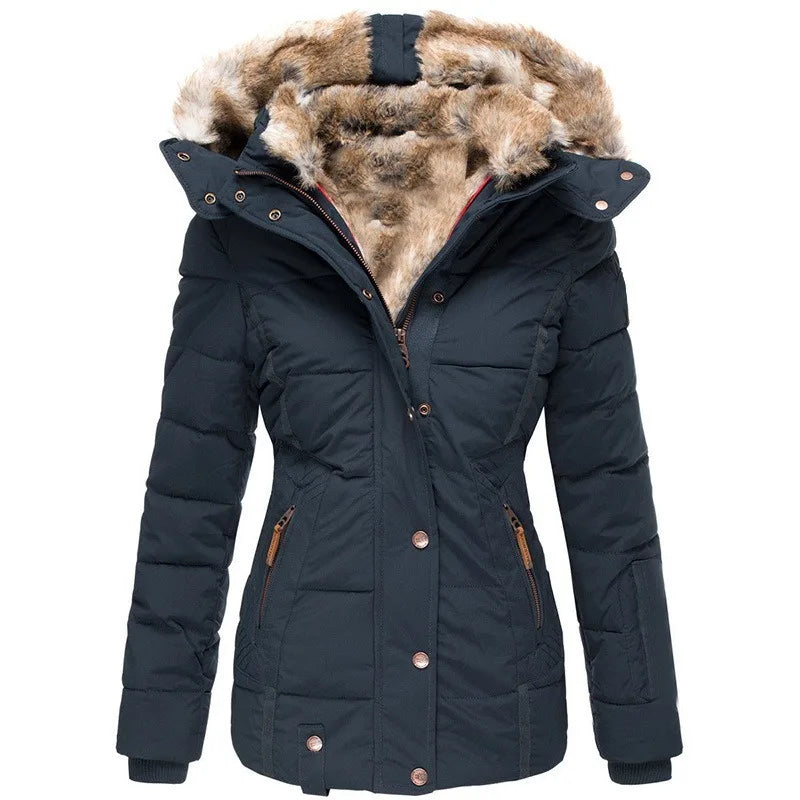 Snowy Hooded faux fur coat for women | Celeste