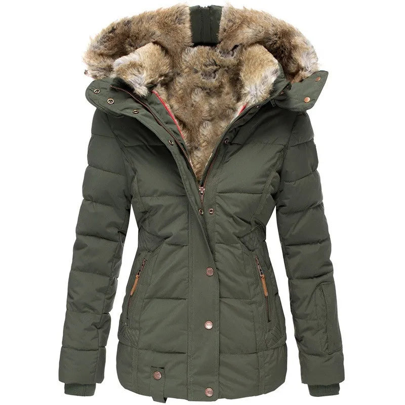 Snowy Hooded faux fur coat for women | Celeste