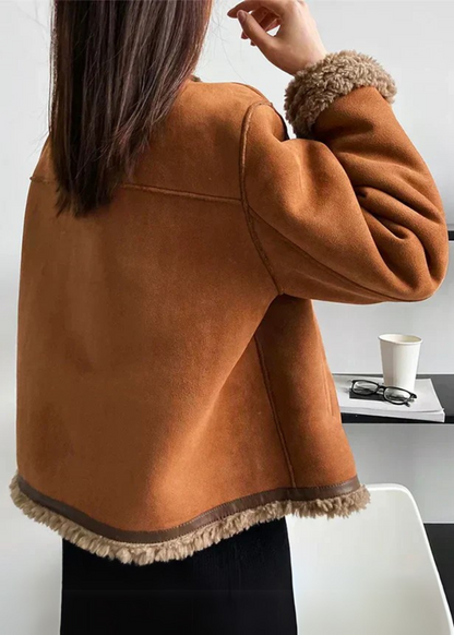 Leafy Contrast Trim Cropped Jacket for Women | Elvina