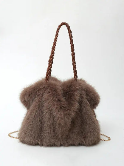 Coastal Plush Shoulder Tote Bag For Women | Ellie
