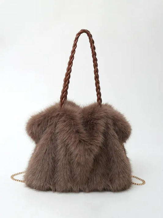 Coastal Plush Shoulder Tote Bag For Women | Ellie