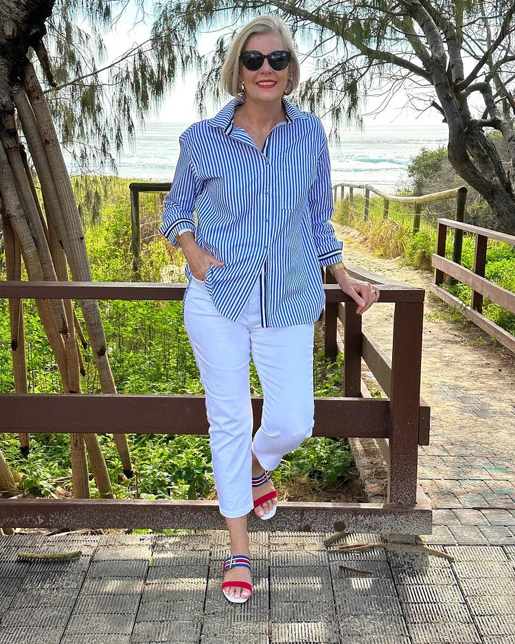 Architectural Easy elegance striped blouse for women | Diane