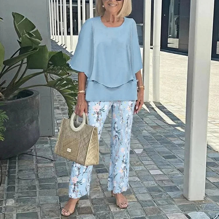Roman Printed Two Piece Co Ord Set For Women | Isadora