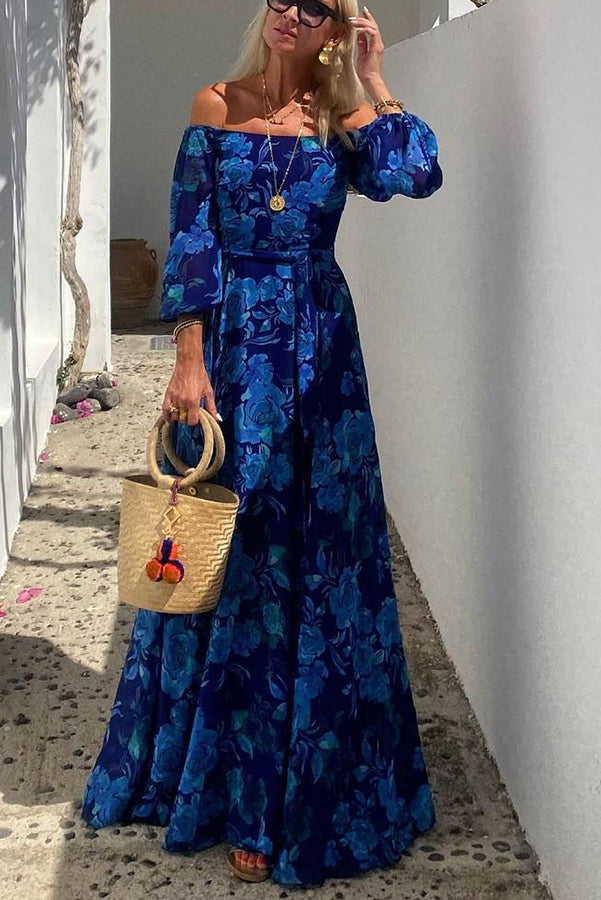 Gleaming Floral off-shoulder maxi dress for women | Calista