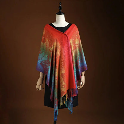Geometric Gradient Fringe Wrap Scarf for Women | Elowen