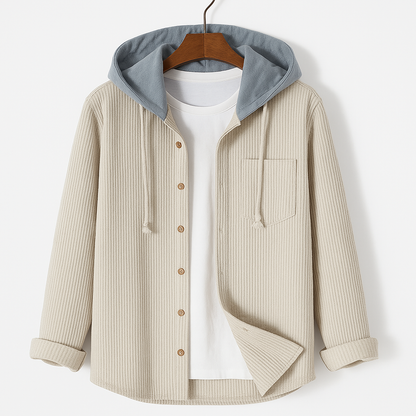 Comforting Textured Button Front Hooded Jacket For Men | Matteo