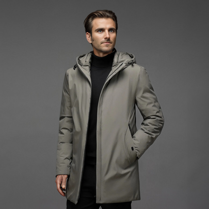 Slate Warm hooded winter parka for men | Mario