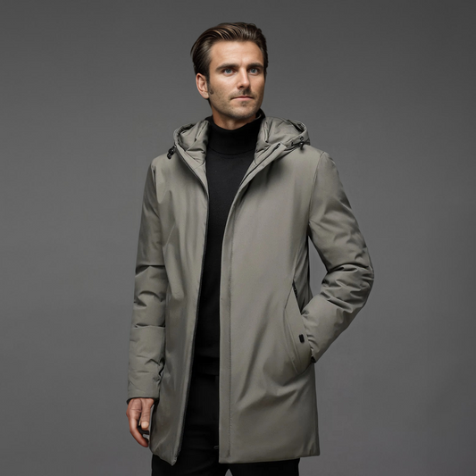Slate Warm hooded winter parka for men | Mario