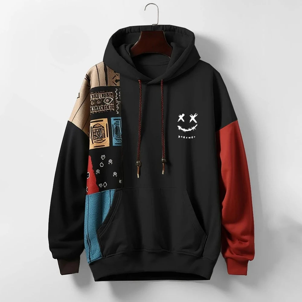 Vivacious Colour Block Hooded Sweatshirt For Men | Zayden