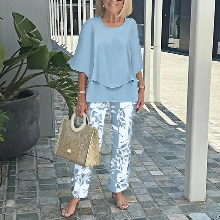 Roman Printed Two Piece Co Ord Set For Women | Isadora