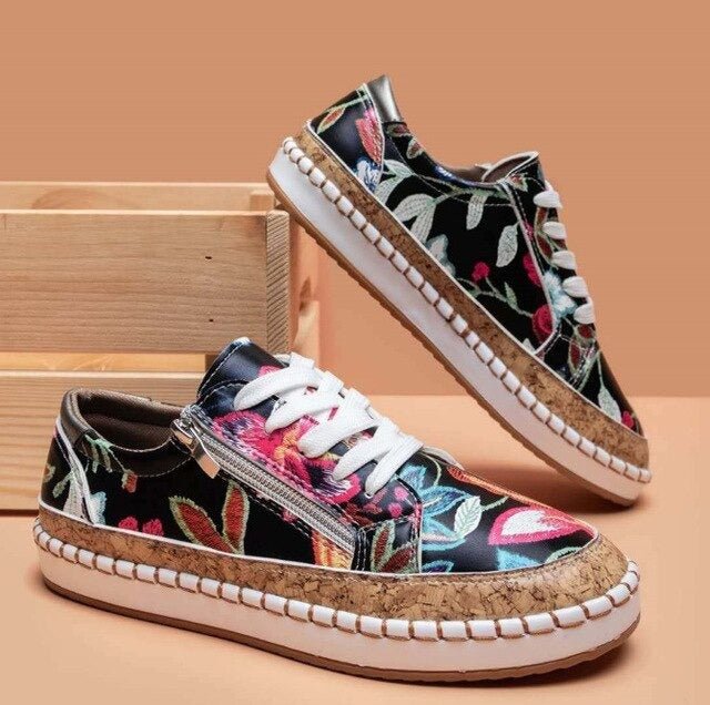 Earthy Floral zipper sneakers for women | Oluchi