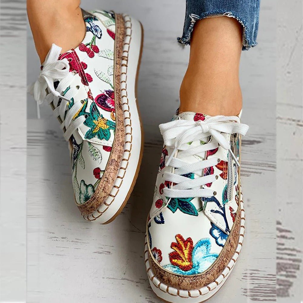 Earthy Floral zipper sneakers for women | Oluchi