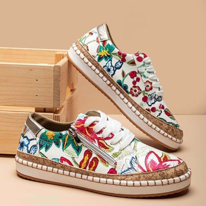 Earthy Floral zipper sneakers for women | Oluchi