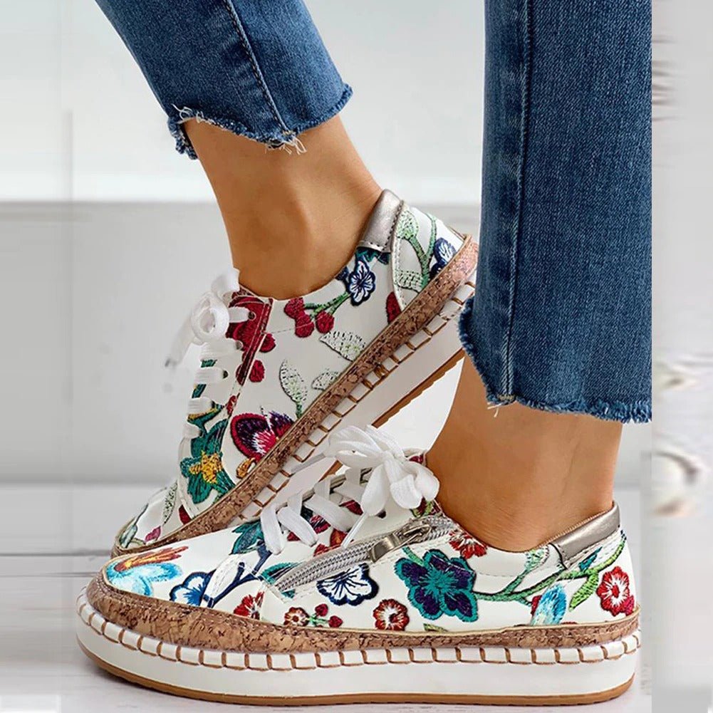 Earthy Floral zipper sneakers for women | Oluchi