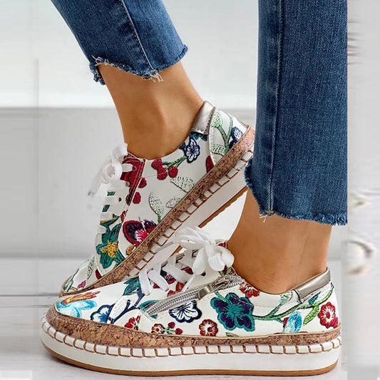 Earthy Floral zipper sneakers for women | Oluchi