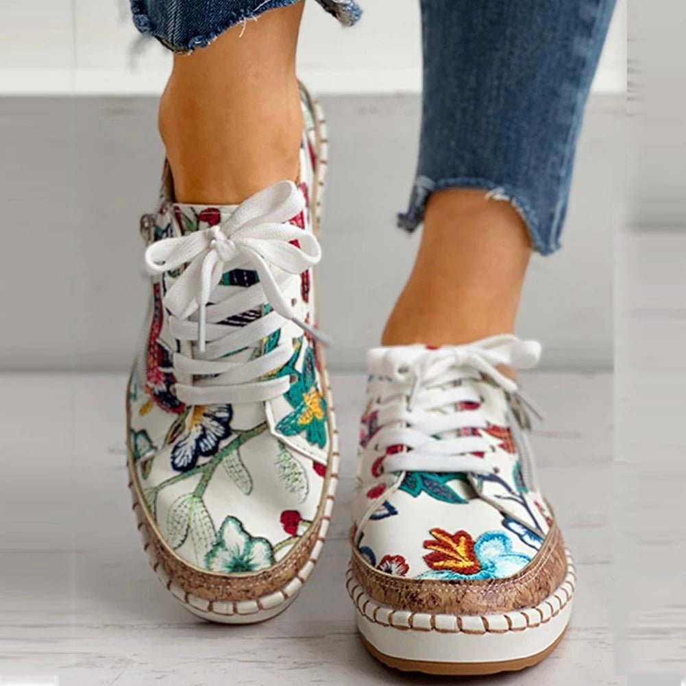 Earthy Floral zipper sneakers for women | Oluchi