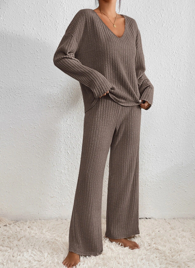 Relaxed Relaxed Ribbed Two Piece Lounge Set For Women | Mireva