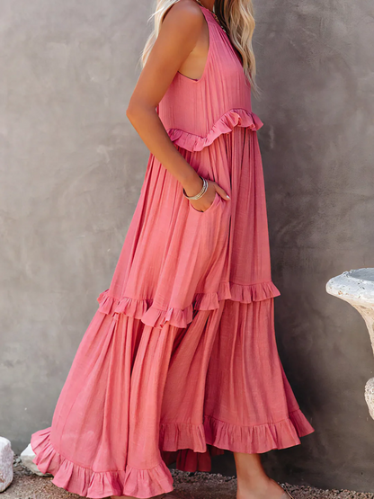 Dainty Tiered Ruffle Long Dress For Women | Lara