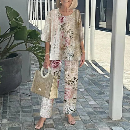 Roman Printed Two Piece Co Ord Set For Women | Isadora