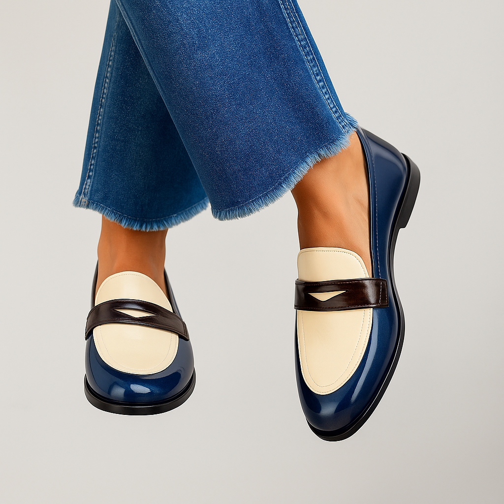 Engaging Two-tone loafers with contrast detail for women | Claudia