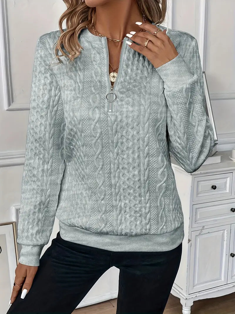 Trailblazing Half Zip Casual Sweater For Women | Lioraelle