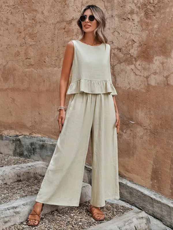Aesthetic Casual Sleeveless Co Ord Lounge Set For Women | Altheira