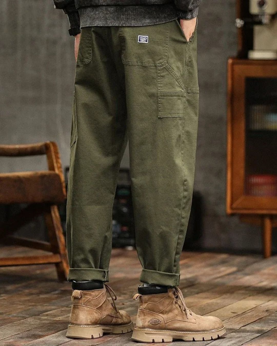 Still Vintage Straight-Leg Cargo Trousers For Men | Harrison
