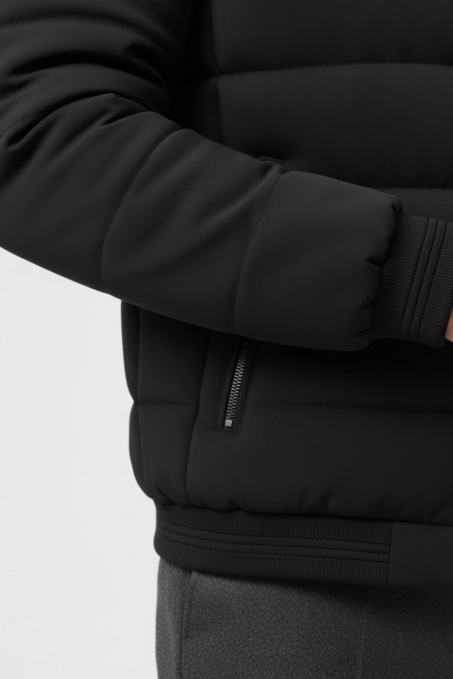 Healing Stand-collar puffer jacket with zippered pockets for men | Caurelle