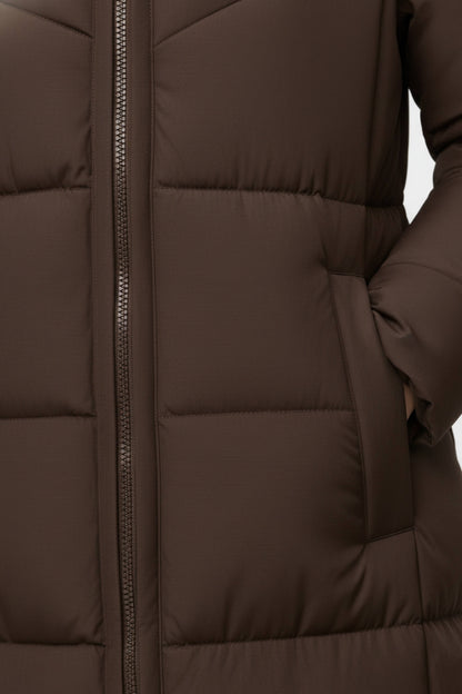 Iconic Long Hooded Quilted Puffer Coat For Women | Evelira