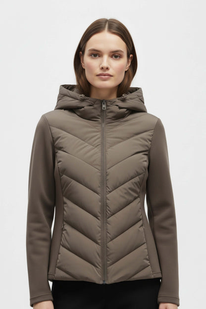 Artisan Hooded Chevron Quilted Puffer Jacket For Women | Selvara