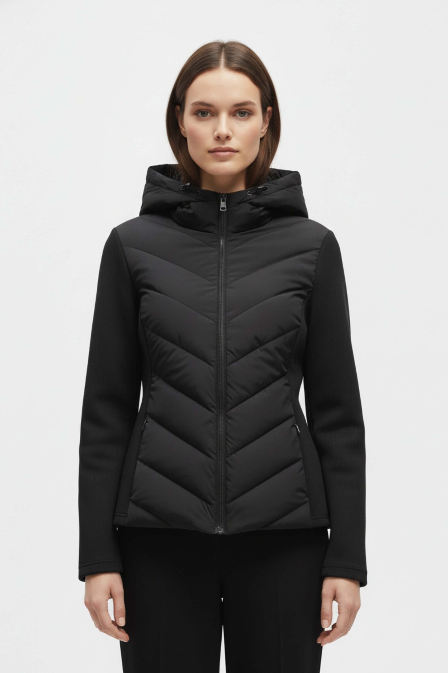 Artisan Hooded Chevron Quilted Puffer Jacket For Women | Selvara