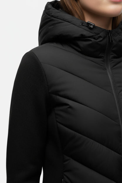 Artisan Hooded Chevron Quilted Puffer Jacket For Women | Selvara