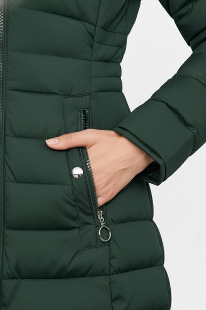 Crafted Long Hooded Quilted Puffer Coat For Women | Ravelle