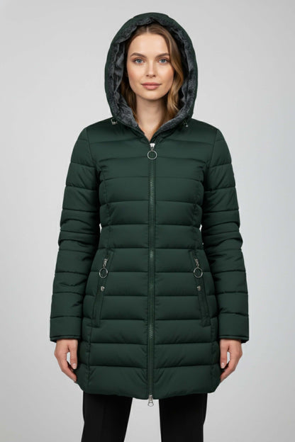 Crafted Long Hooded Quilted Puffer Coat For Women | Ravelle