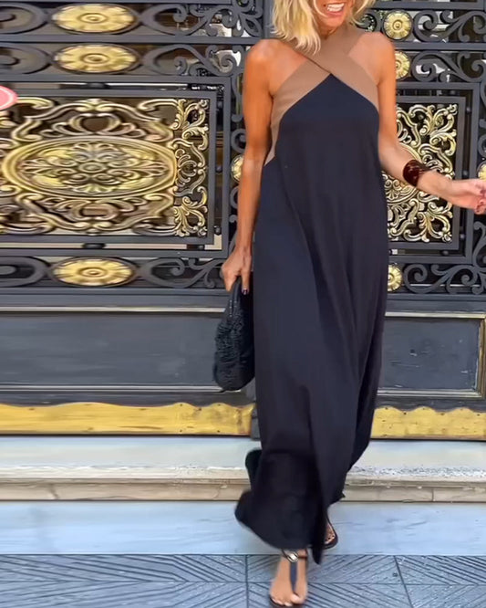 Vivid Cross Neck Long Dress For Women | Selmira
