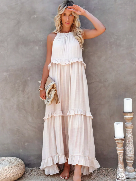 Dainty Tiered Ruffle Long Dress For Women | Lara