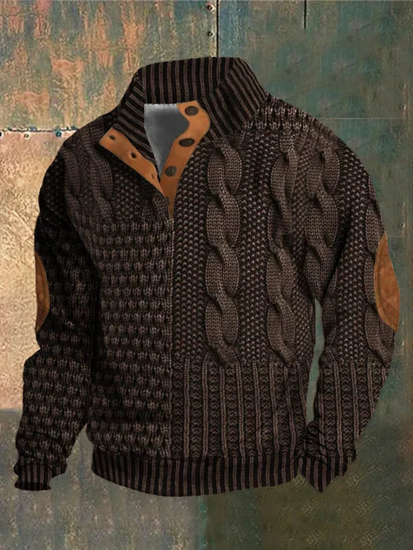 Slick Knitted jumper with elbow-patch detail for men | Finn