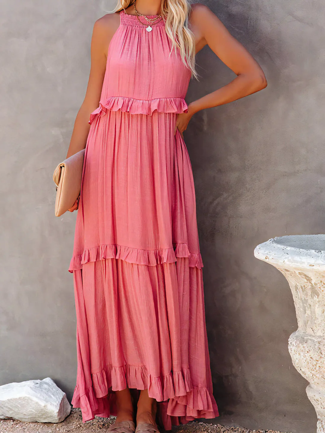 Dainty Tiered Ruffle Long Dress For Women | Lara