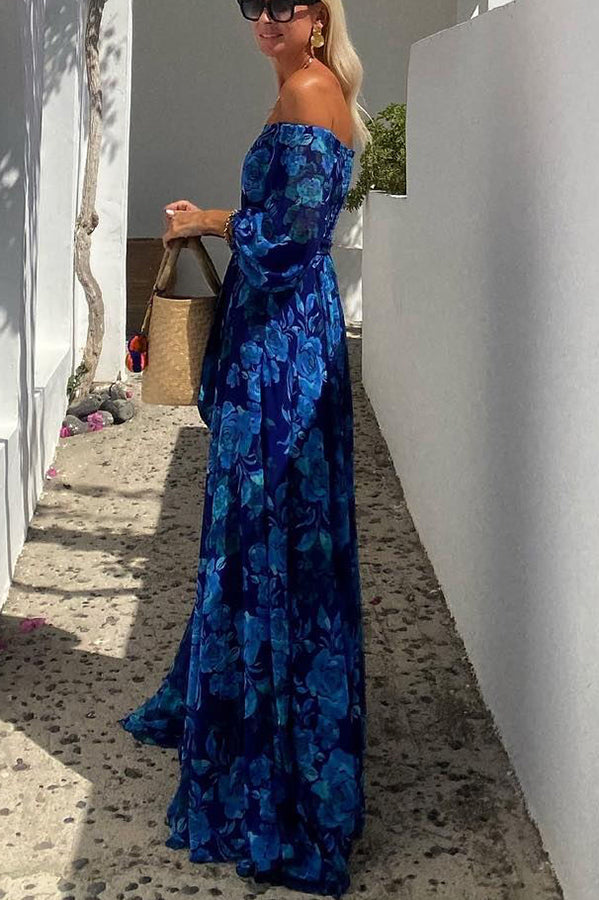 Gleaming Floral off-shoulder maxi dress for women | Calista