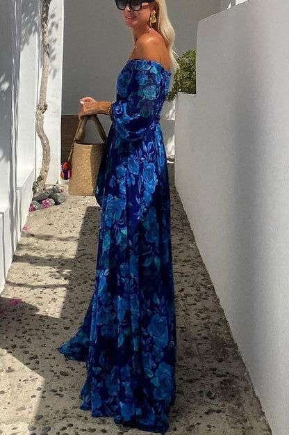Gleaming Floral off-shoulder maxi dress for women | Calista