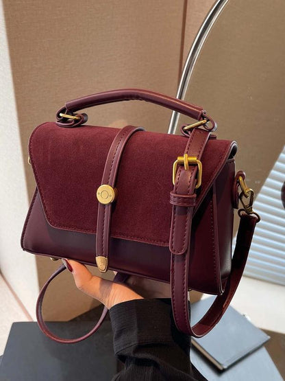 Memorable Trendy Contrast Stitching Small Square Shoulder Bag For Women | Liorenna