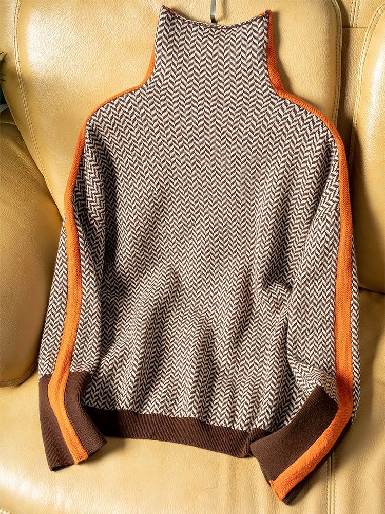 Casual High Neck Striped Jumper For Women | Ciela