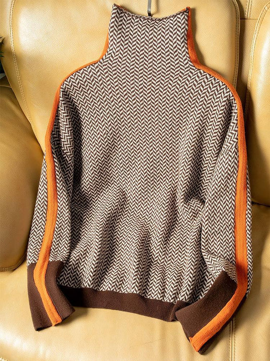 Casual High Neck Striped Jumper For Women | Ciela