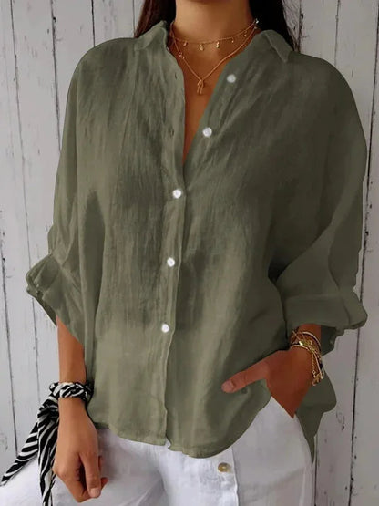 Mannered Stylish button-up shirt with refined silhouette for women | Luna