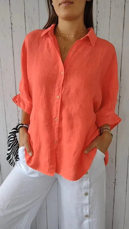 Mannered Stylish button-up shirt with refined silhouette for women | Luna