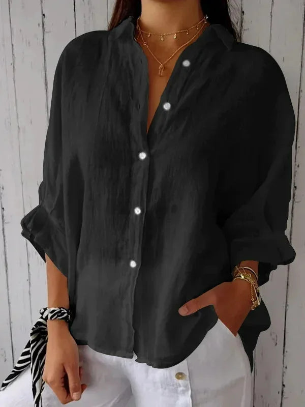 Mannered Stylish button-up shirt with refined silhouette for women | Luna
