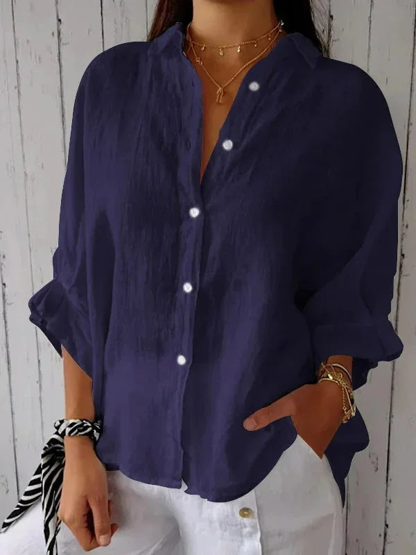 Mannered Stylish button-up shirt with refined silhouette for women | Luna